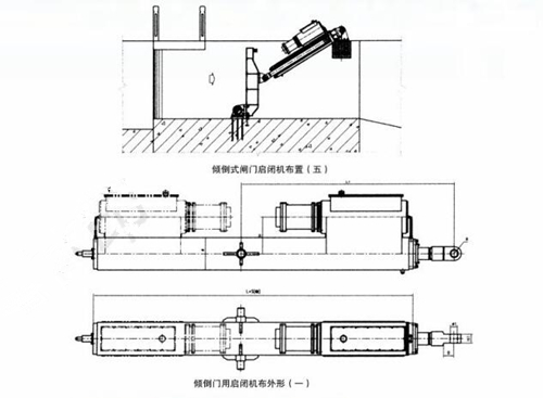下卧式翻板闸门液压启闭安装布置图