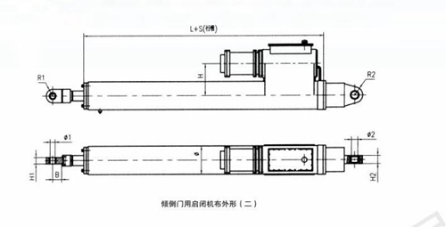 下卧式翻板闸门启闭机安装布置尺寸图